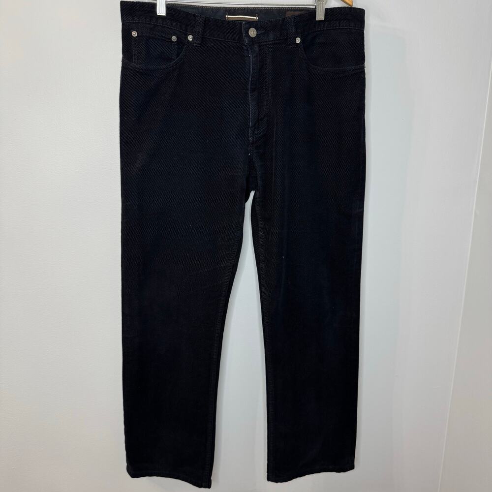 BLACK & BROWN 1826 Corduroy Pants Men's 36x30 Blue Straight Leg Chino